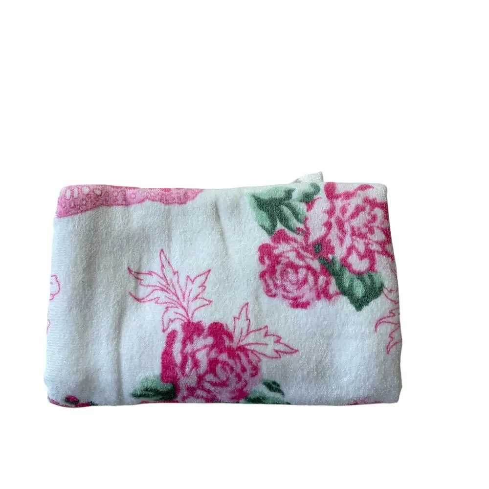 Betsey Johnson Pink Floral Butterfly Towels 3pc 2 Bath 1 Hand Set 100% Cotton